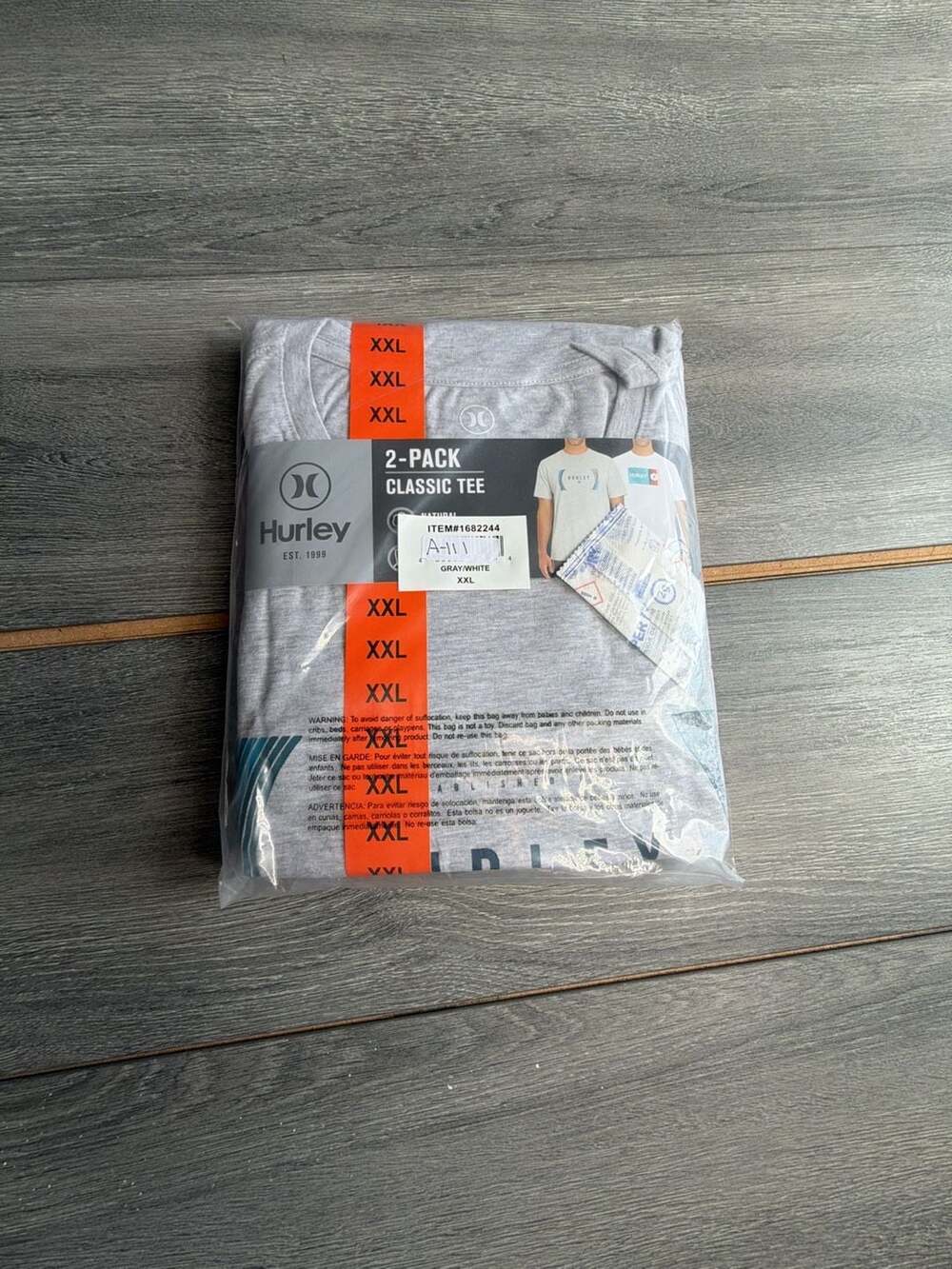 Hurley 2-Pack Classic Tee Gray/White Size XXL